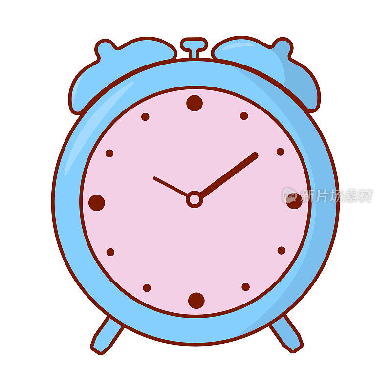 Blue Alarm Icon on white Background. Concept Label. Cartoon Vector Illustration